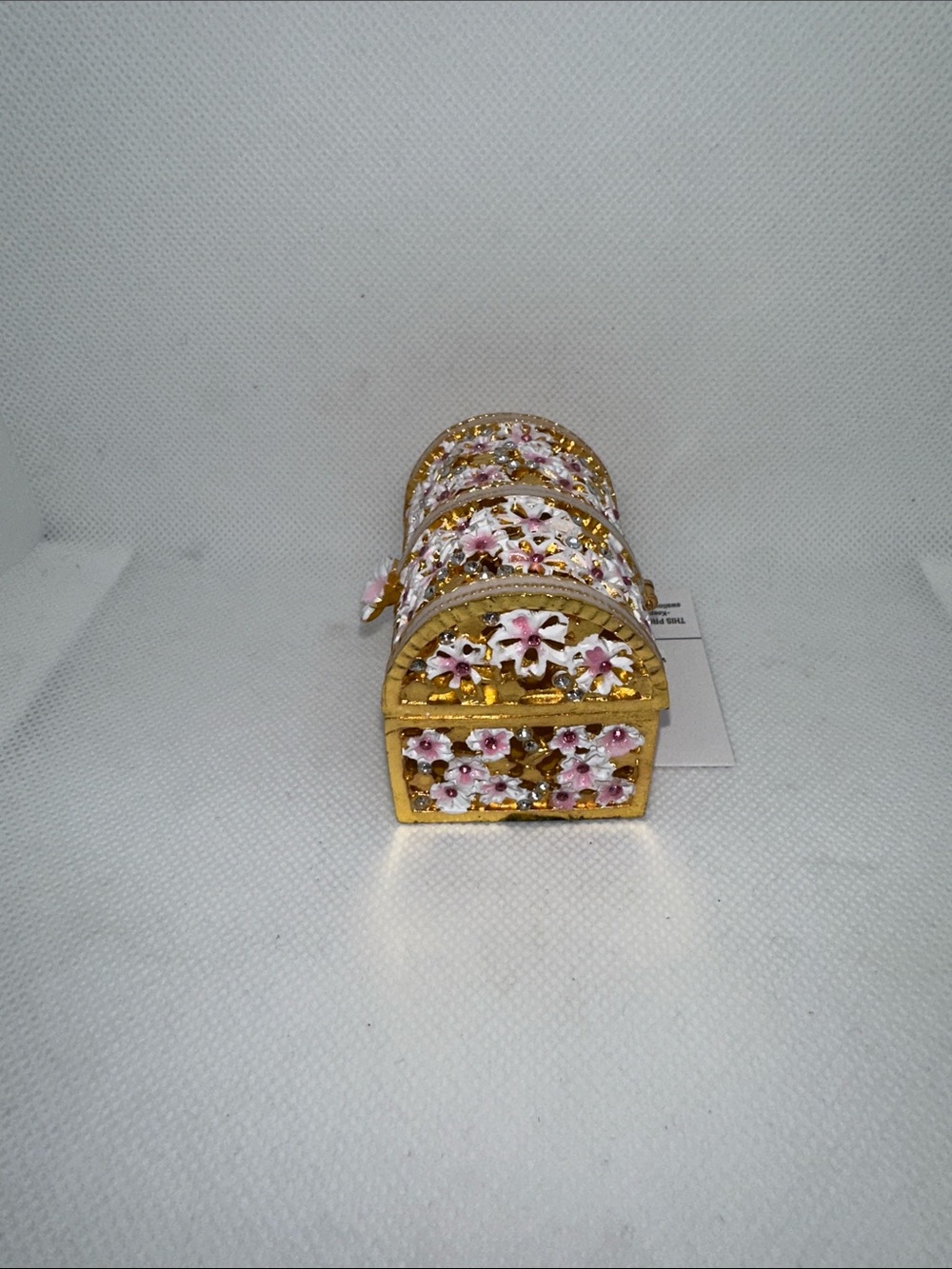 Gold Floral Trinket Box with Pink Enamel Flowers - Picture 5 of 7